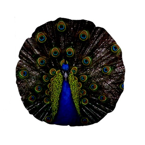 Peacock Standard 15  Premium Round Cushion  from ArtsNow.com Front