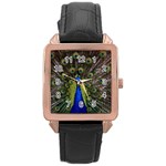 Peacock Rose Gold Leather Watch 