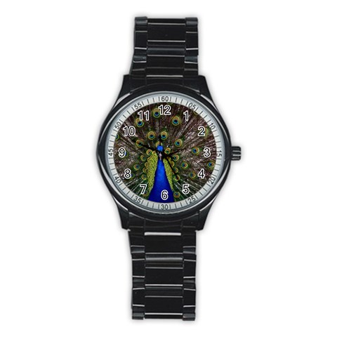 Peacock Stainless Steel Round Watch from ArtsNow.com Front