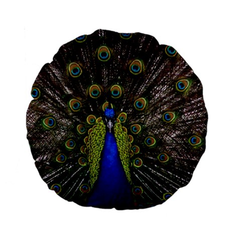 Peacock Standard 15  Premium Flano Round Cushion  from ArtsNow.com Front