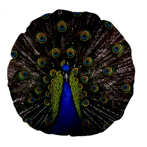 Peacock Large 18  Premium Flano Round Cushion  from ArtsNow.com Front