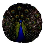 Peacock Large 18  Premium Flano Round Cushion 