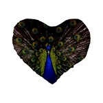 Peacock Standard 16  Premium Flano Heart Shape Cushion 