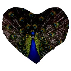 Peacock Large 19  Premium Flano Heart Shape Cushion from ArtsNow.com Front