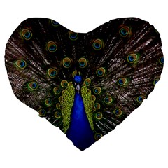 Peacock Large 19  Premium Flano Heart Shape Cushion from ArtsNow.com Back