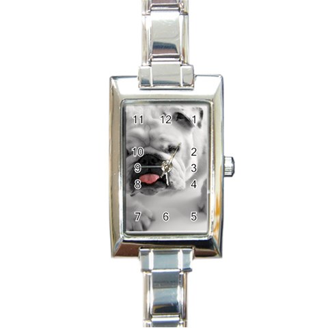 White Bulldog Rectangle Italian Charm Watch from ArtsNow.com Front