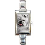 White Bulldog Rectangle Italian Charm Watch