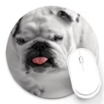 White Bulldog Round Mousepad