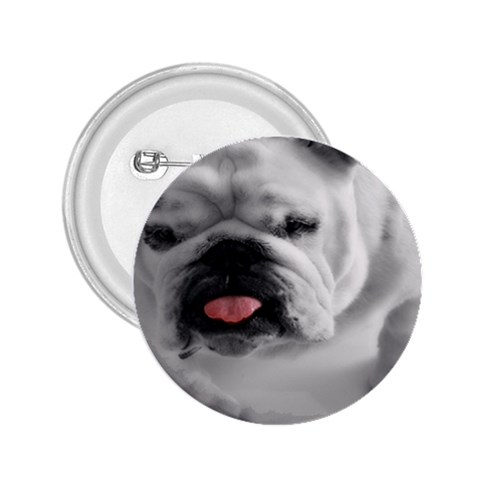 White Bulldog 2.25  Button from ArtsNow.com Front