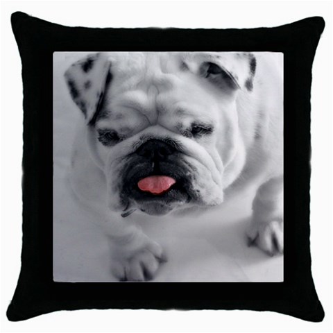 White Bulldog Throw Pillow Case (Black) from ArtsNow.com Front