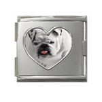 White Bulldog Mega Link Heart Italian Charm (18mm)