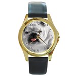 White Bulldog Round Gold Metal Watch