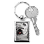 White Bulldog Key Chain (Rectangle)
