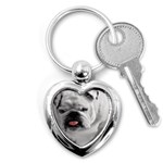White Bulldog Key Chain (Heart)