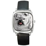 White Bulldog Square Metal Watch