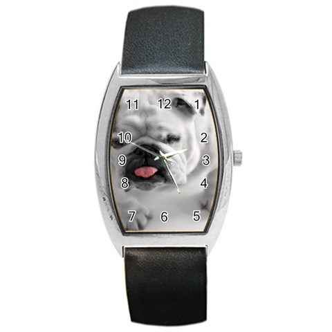 White Bulldog Barrel Style Metal Watch from ArtsNow.com Front