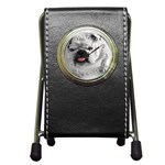 White Bulldog Pen Holder Desk Clock