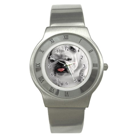 White Bulldog Stainless Steel Watch from ArtsNow.com Front