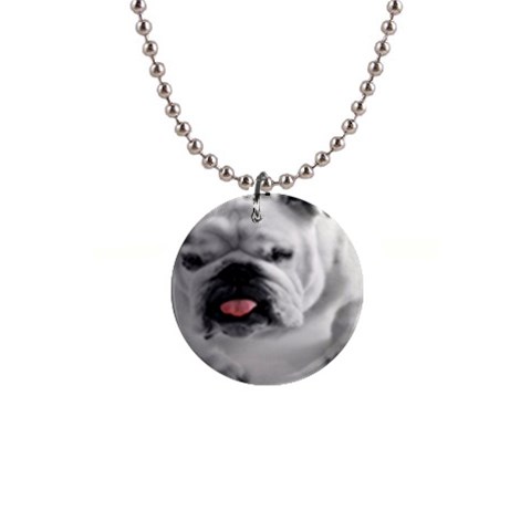 White Bulldog 1  Button Necklace from ArtsNow.com Front