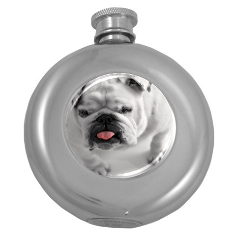 White Bulldog Hip Flask (5 oz) from ArtsNow.com Front