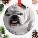 White Bulldog Round Ornament (Two Sides)