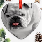 White Bulldog Heart Ornament (Two Sides)