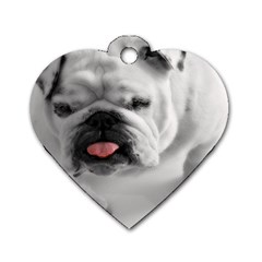 White Bulldog Dog Tag Heart (Two Sides) from ArtsNow.com Back