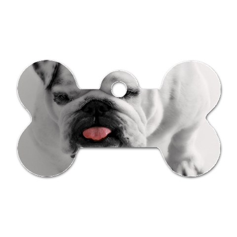 White Bulldog Dog Tag Bone (One Side) from ArtsNow.com Front