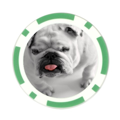 White Bulldog Poker Chip Card Guard from ArtsNow.com Front
