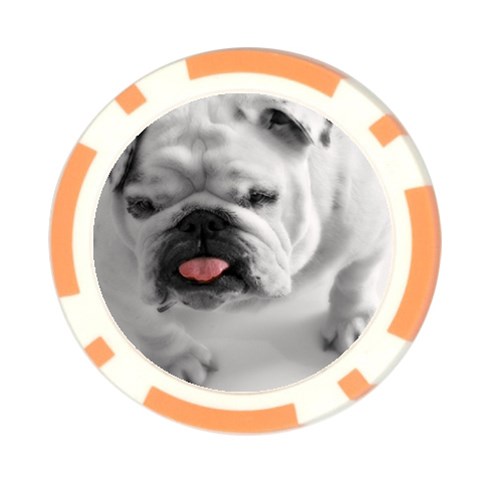 White Bulldog Poker Chip Card Guard from ArtsNow.com Front