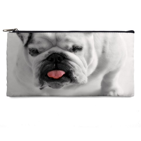 White Bulldog Pencil Case from ArtsNow.com Front