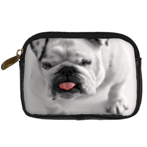 White Bulldog Digital Camera Leather Case from ArtsNow.com Front