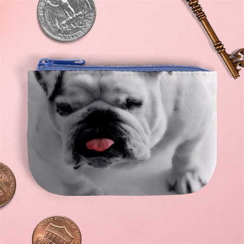 White Bulldog Mini Coin Purse from ArtsNow.com Front