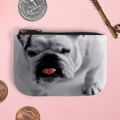 White Bulldog Mini Coin Purse from ArtsNow.com Front