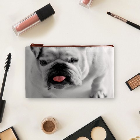White Bulldog Cosmetic Bag (Small) from ArtsNow.com Front