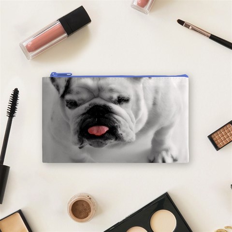 White Bulldog Cosmetic Bag (Small) from ArtsNow.com Front