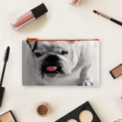 White Bulldog Cosmetic Bag (Small) from ArtsNow.com Front