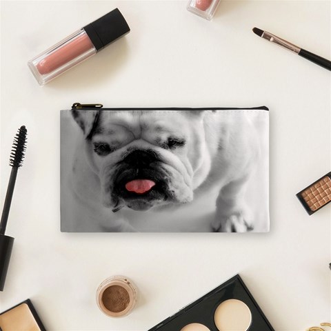 White Bulldog Cosmetic Bag (Small) from ArtsNow.com Front