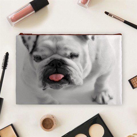 White Bulldog Cosmetic Bag (Large) from ArtsNow.com Front