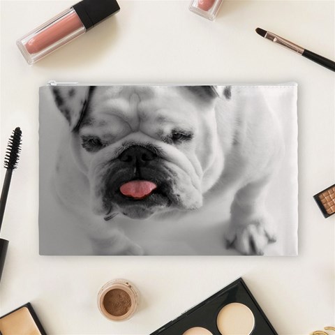 White Bulldog Cosmetic Bag (Large) from ArtsNow.com Front