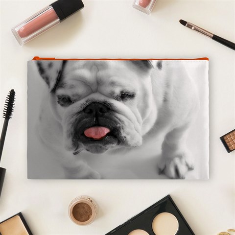 White Bulldog Cosmetic Bag (Large) from ArtsNow.com Front