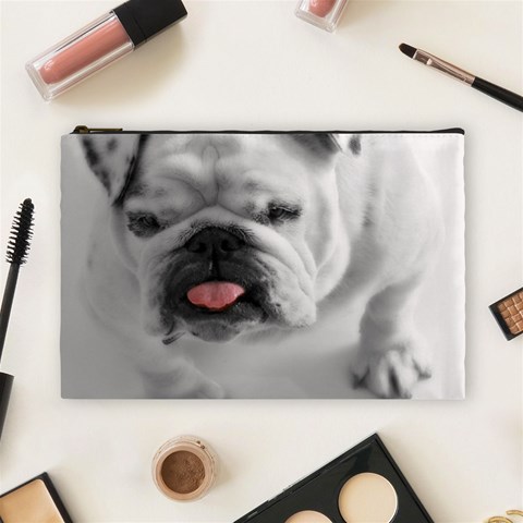 White Bulldog Cosmetic Bag (Large) from ArtsNow.com Front