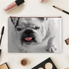 White Bulldog Cosmetic Bag (Large) from ArtsNow.com Front