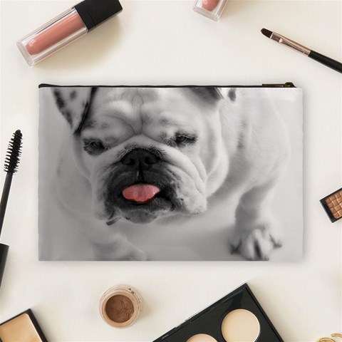 White Bulldog Cosmetic Bag (Large) from ArtsNow.com Back