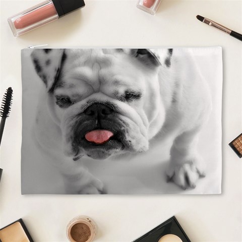 White Bulldog Cosmetic Bag (XL) from ArtsNow.com Front