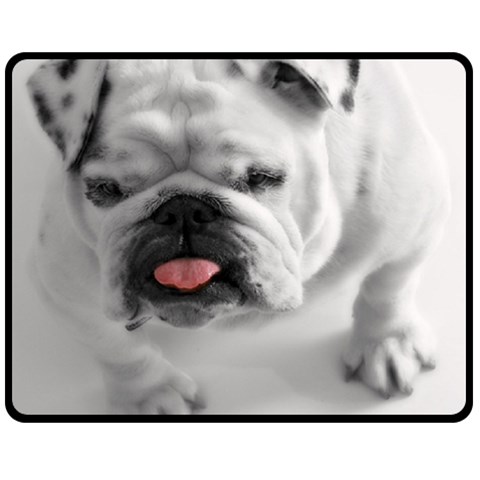 White Bulldog Fleece Blanket (Medium) from ArtsNow.com 60 x50  Blanket Front
