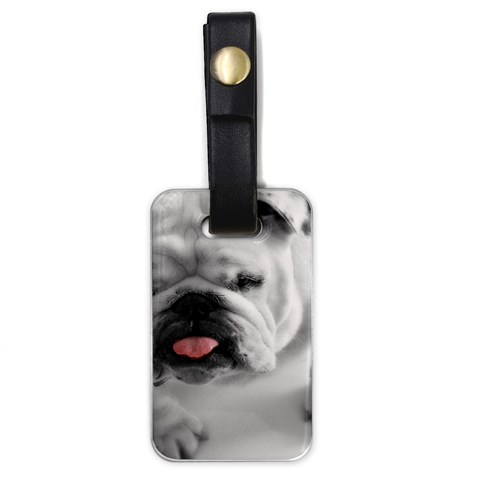 White Bulldog Luggage Tag (one side) from ArtsNow.com Front