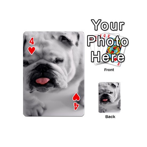 White Bulldog Playing Cards 54 (Mini) from ArtsNow.com Front - Heart4