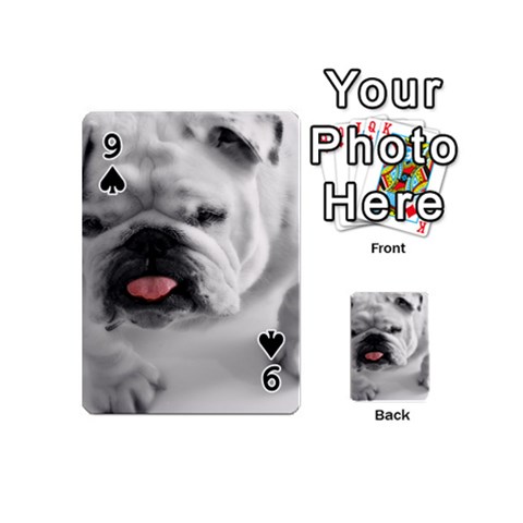 White Bulldog Playing Cards 54 (Mini) from ArtsNow.com Front - Spade9