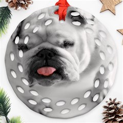 White Bulldog Round Filigree Ornament (Two Sides) from ArtsNow.com Back